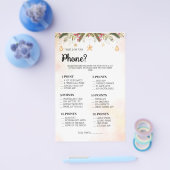 電話の内容ウェディングシャワーゲームカードフライ チラシ (シングル)