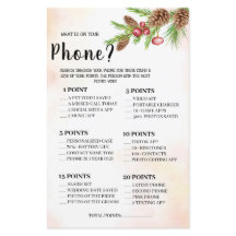 電話の内容ウェディングシャワーゲームカードフライ
