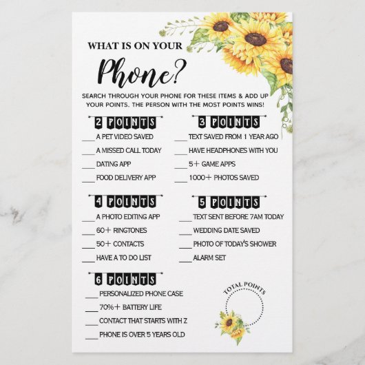 電話の内容ブライダルシャワーゲームカードフライ チラシ (正面)