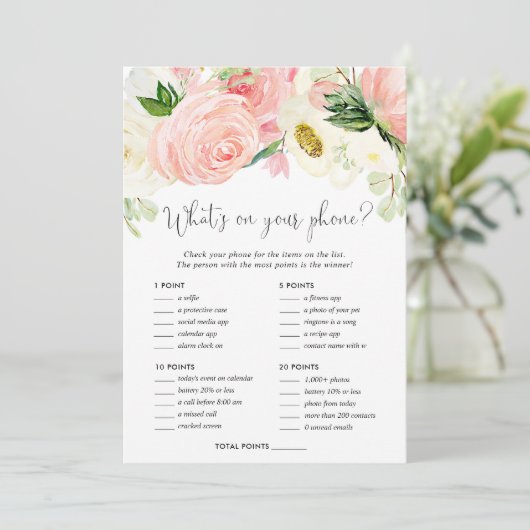 電話の内容ブライダルシャワーゲーム赤面ピンク 招待状 (スタンド正面)