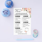 電話の内容ブライダルシャワーピンクゲームカード チラシ (シングル)