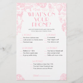 電話の内容ベビーシャワーゲームカード