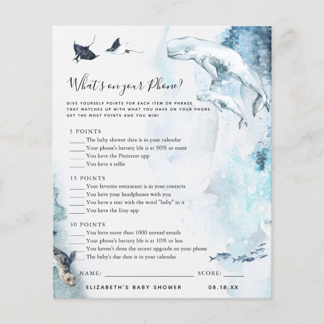 電話の内容 |赤ちゃんシャワーゲーム (正面)