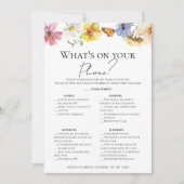 電話の内容Bohoブライダルシャワーゲームカード 招待状 (正面)