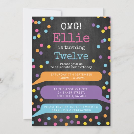 電話の女の子のテーマの誕生日パーティーの招待状 招待状 (正面)