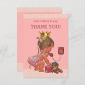 電話の小さいプリンセスはシェブロン感謝していしています サンキューカード (正面/裏面)