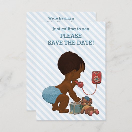 電話の斜め上の民族少年ストライプ日付を保存 セーブザデート (正面/裏面)