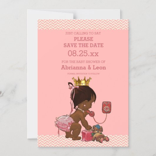 電話の民族プリンセス日付のシェブロンを保存 マグネット招待状 (正面)