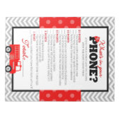 電話の消防車の赤ちゃんシャワーゲームの内容 ノートパッド (正面)