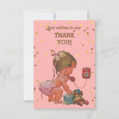 電話の金ゴールドの紙吹雪のヴィンテージのベビーは感謝していしています サンキューカード (正面)