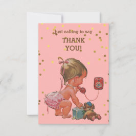 電話の金ゴールドの紙吹雪のヴィンテージのベビーは感謝していしています サンキューカード