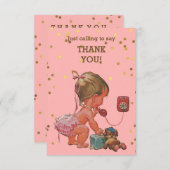 電話の金ゴールドの紙吹雪のヴィンテージのベビーは感謝していしています サンキューカード (正面/裏面)