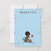 電話の金ゴールドの紙吹雪の民族の男の赤ちゃんは感謝していしています サンキューカード (裏面)