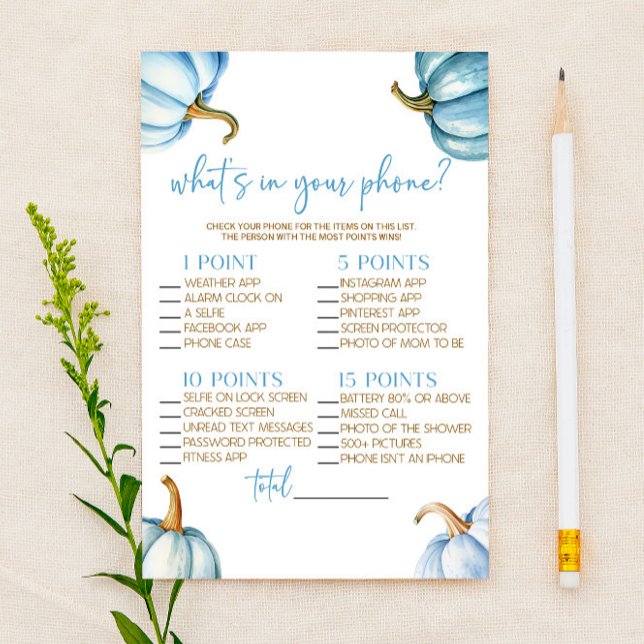 電話の青いカボチャの秋ベビーシャワーゲーム (クリエイターアップロード済み)