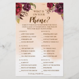 電話のBurgundyシャワーゲームカードの内容 チラシ