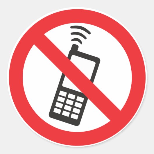 電話は許可されない ラウンドシール (正面)
