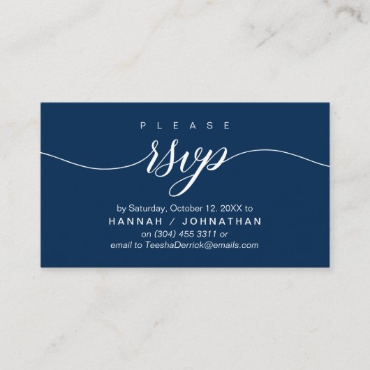 電話または電子メールによるウェディングRSVP エンクロージャーカード (正面)