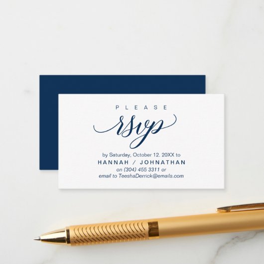 電話または電子メールによるウェディングRSVP エンクロージャーカード (正面/裏面インサイチュ)