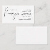 電話または電子メールによるウェディングRSVP エンクロージャーカード (正面/裏面)