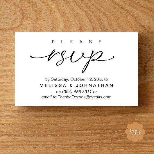 電話または電子メールによるウェディングRSVP エンクロージャーカード