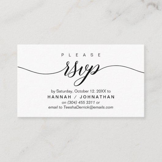 電話またはEメールでの結婚式出欠確認の返信 エンクロージャーカード (正面)