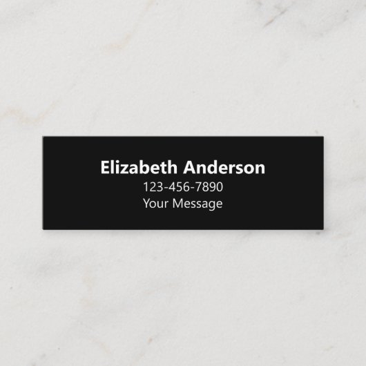 電話をかける名前メッセージの電話番号(白黒) スキニー名刺 (正面)