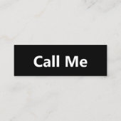 電話をかける名前メッセージの電話番号(白黒) スキニー名刺 (裏面)