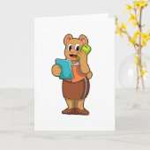 電話を持ったクマの秘書 カード (黄色い花)