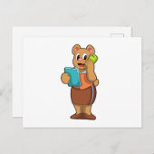 電話を持った秘書のクマ ポストカード (正面/裏面)