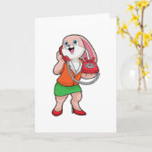 電話を持つウサギの秘書 カード (黄色い花)