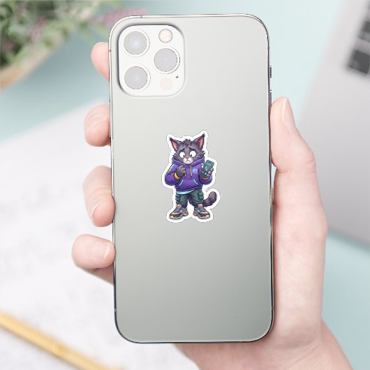 電話を避ける猫 シール (スマートフォン)