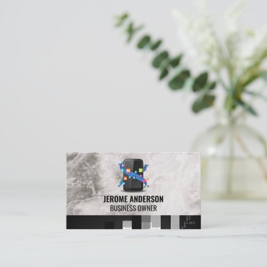 電話アイコン | Stock Market Graph名刺 名刺 (スタンド正面)