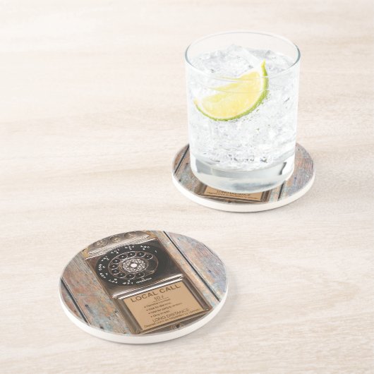 電話アンティークロータリー有料電話の堅牢 コースター (側面)