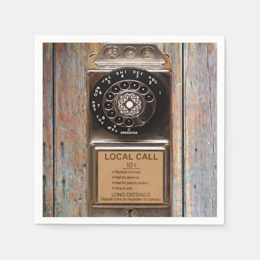電話アンティークロータリー有料電話の堅牢 スタンダードカクテルナプキン (正面)