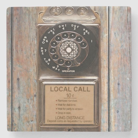 電話アンティークロータリー有料電話の堅牢 ストーンコースター (正面)
