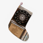 電話アンティークロータリー有料電話の堅牢 スモールクリスマスストッキング (正面 (吊り時))