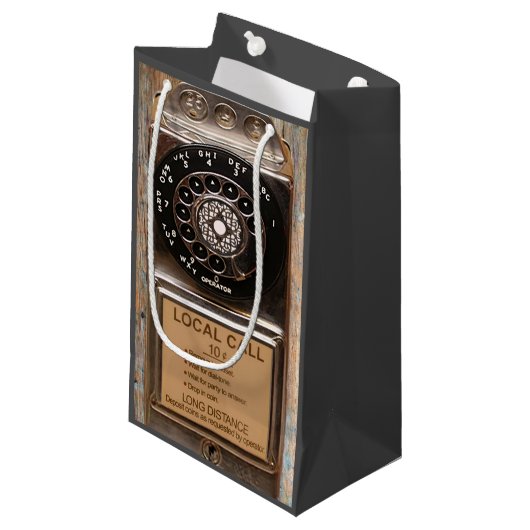 電話アンティークロータリー有料電話の堅牢 スモールペーパーバッグ (正面アングル)