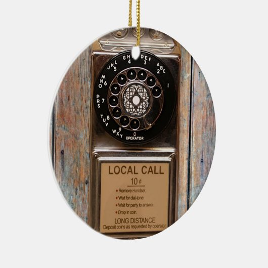 電話アンティークロータリー有料電話の堅牢 セラミックオーナメント (右)