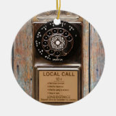 電話アンティークロータリー有料電話の堅牢 セラミックオーナメント (正面)