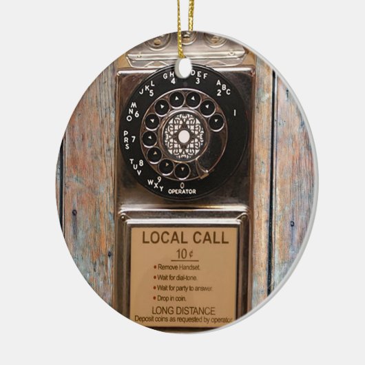 電話アンティークロータリー有料電話の堅牢 セラミックオーナメント (左)