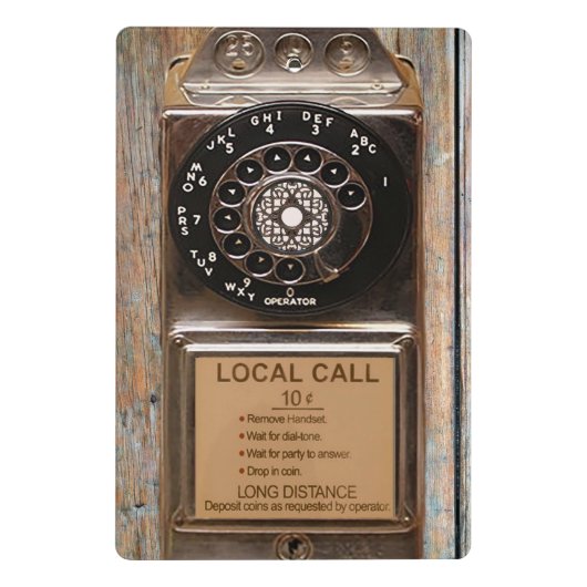 電話アンティークロータリー有料電話の堅牢 ミニクリップボード (裏面)