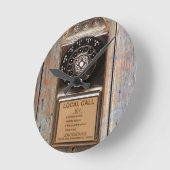 電話アンティークロータリー有料電話の堅牢 ラウンド壁時計 (傾斜)