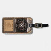 電話アンティークロータリー有料電話の堅牢 ラゲッジタグ (正面横)