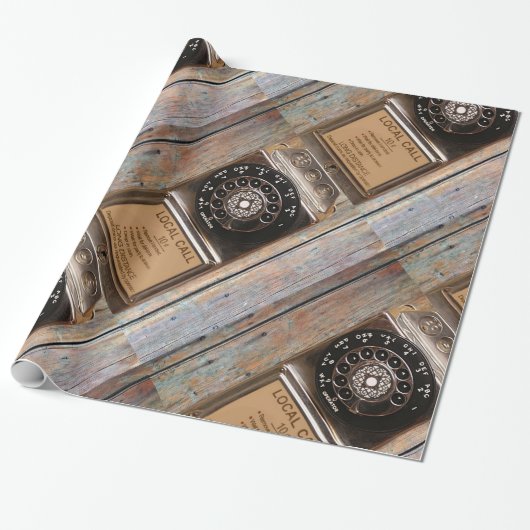 電話アンティークロータリー有料電話の堅牢 ラッピングペーパー (アンロールド)