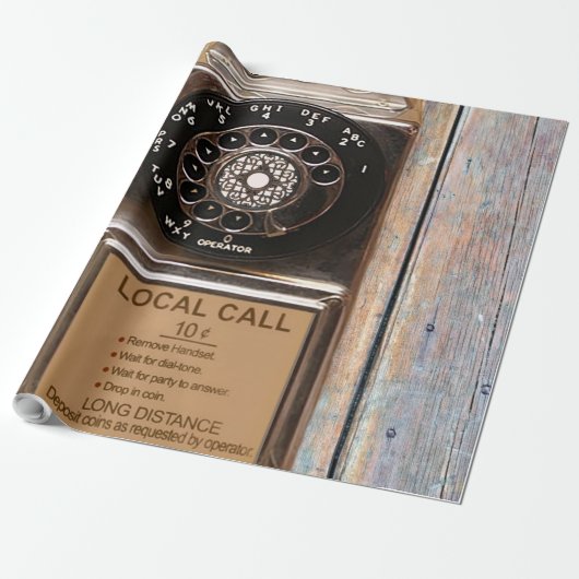 電話アンティークロータリー有料電話の堅牢 ラッピングペーパー (アンロールド)