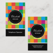 電話オペレータ – カラフルSqaure Pattern 名刺 (正面/裏面)