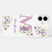 電話ケースイニシャルプラス名&フラワーズデザイン Case-Mate iPhoneケース (裏面 (横))