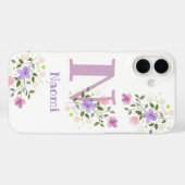 電話ケースイニシャルプラス名&フラワーズデザイン Case-Mate iPhoneケース (裏面 (横))