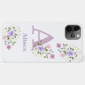 電話ケースイニシャルプラス名&フラワーズデザイン Case-Mate iPhoneケース (裏面(横))