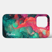 電話ケース、アルコールインクマゼンタ及びグリーン Case-Mate iPhoneケース (裏面 (横))